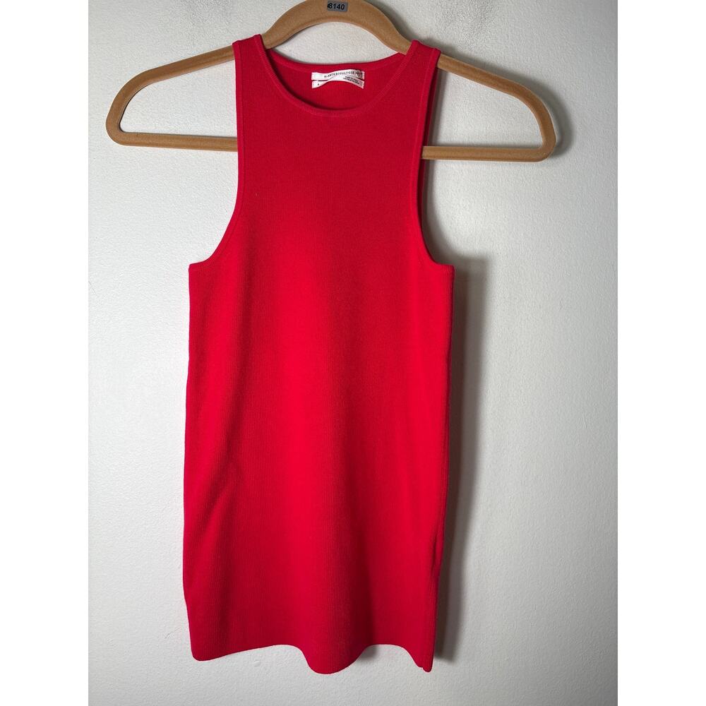 by Anthropology Bright Red Sleeveless Knit Tank Sz S